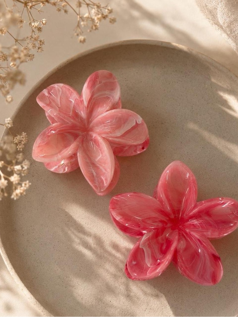 Charming Pink Flower Hair Claws